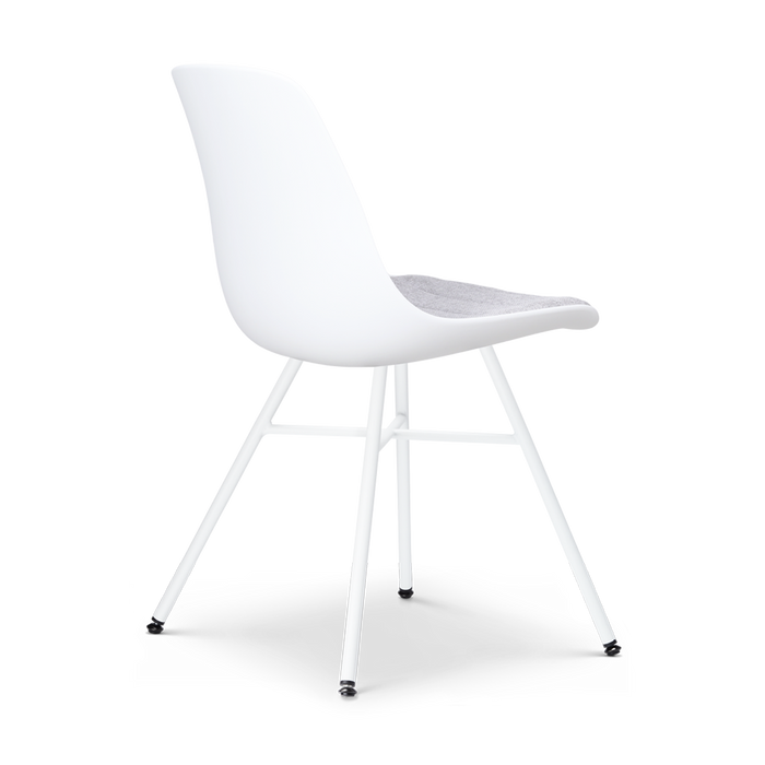 Nolon Noa-Liv Eetkamerstoel Wit - Lichtgrijs Kussen - Wit Onderstel