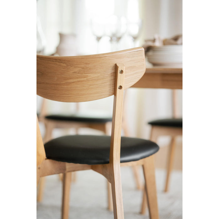 Rowico Home Ami Eikenhouten Eetkamerstoel Naturel - Zwart Zitkussen