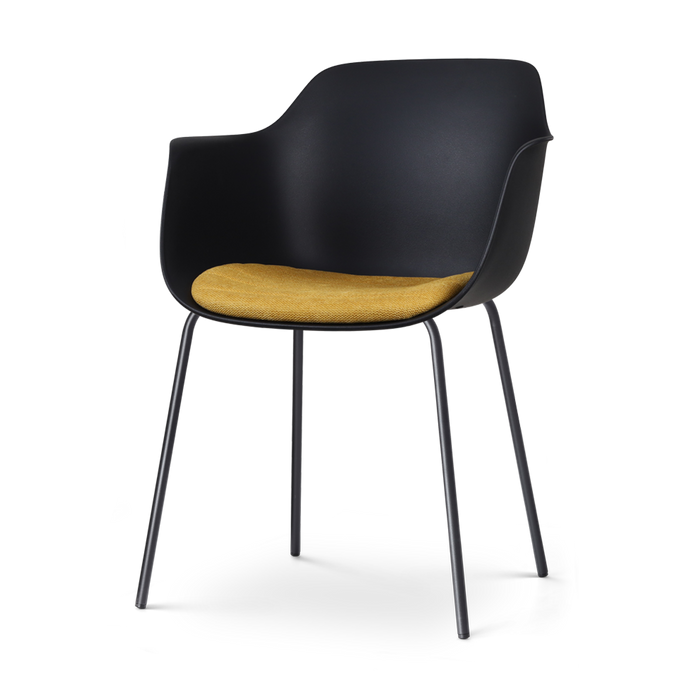 Nolon Nora-Liz Eetkamerstoel Zwart - Okergeel Kussen - Zwarte Poten