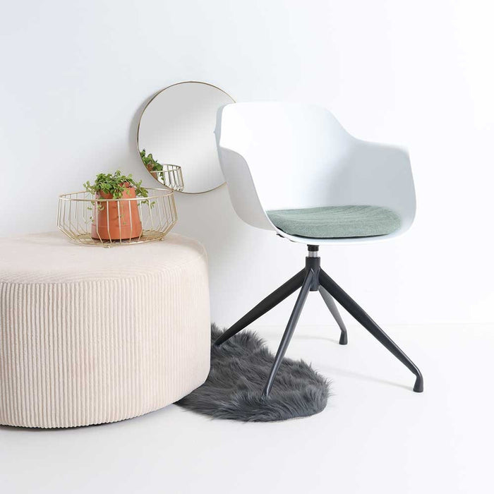 Nolon Nola-Liz Eetkamerstoel Wit - Zacht Groen - Draaibaar - Zwart