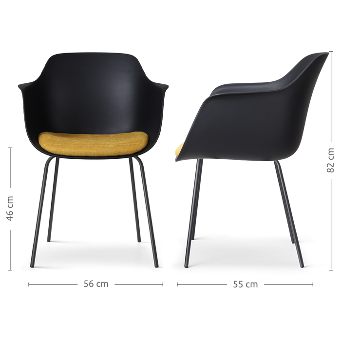 Nolon Nora-Liz Eetkamerstoel Zwart - Okergeel Kussen - Zwarte Poten
