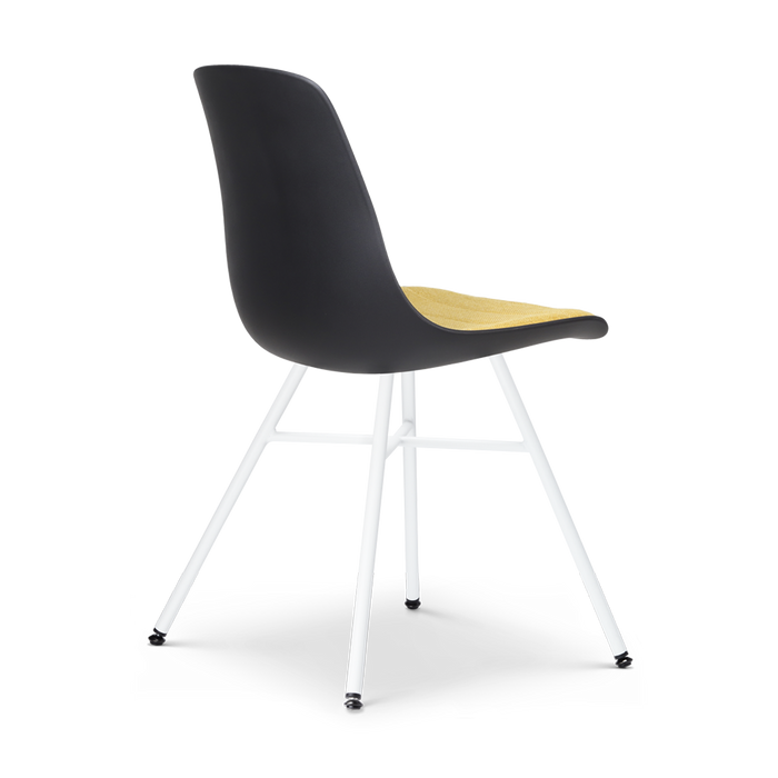 Nolon Noa-Liv Eetkamerstoel Zwart - Okergeel Kussen - Witte Poten