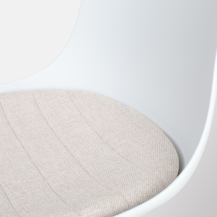 Nolon Noa-Liv Eetkamerstoel Wit - Beige Kussen - Wit Onderstel