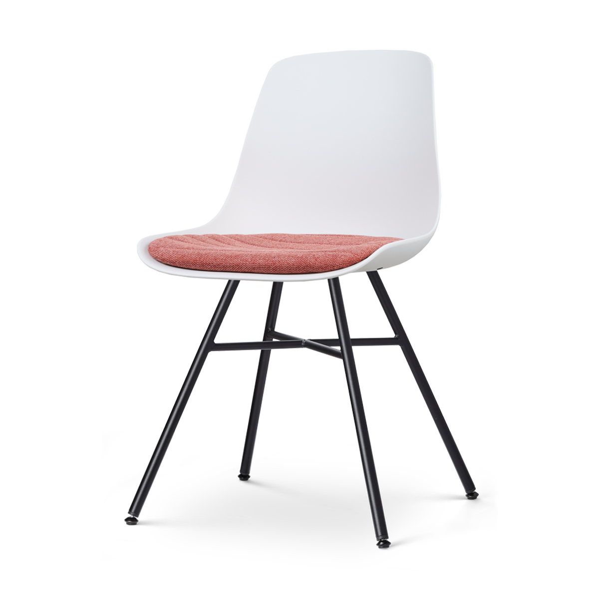 Nolon Noa-Liv Eetkamerstoel Wit - Terracotta Kussen - Zwart Onderstel