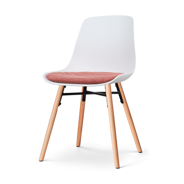 Nolon Nena-Liv Eetkamerstoel Wit - Terracotta Kussen - Houten Poten