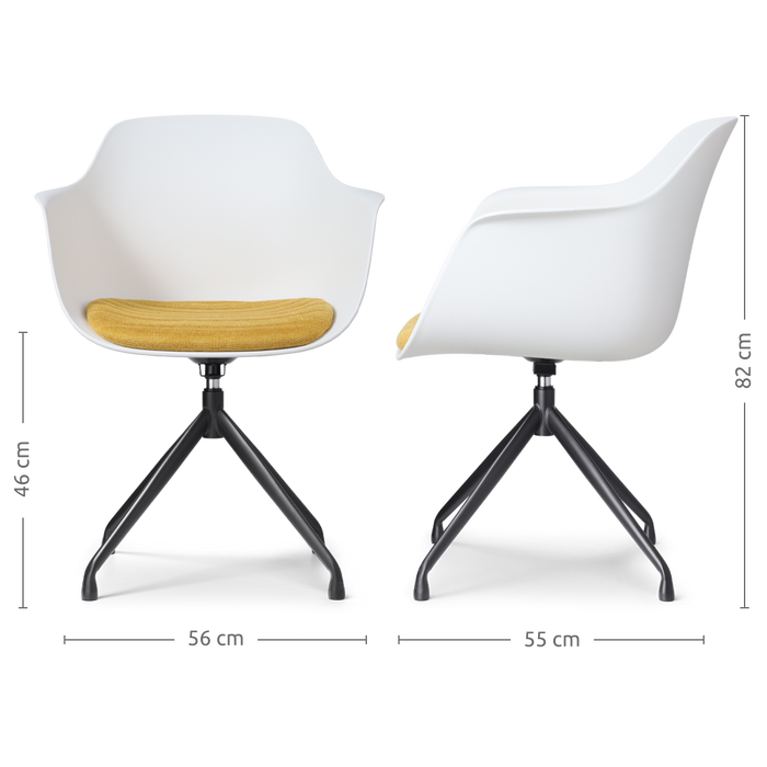 Nolon Nola-Liz Eetkamerstoel Wit - Okergeel - Draaibaar - Zwart