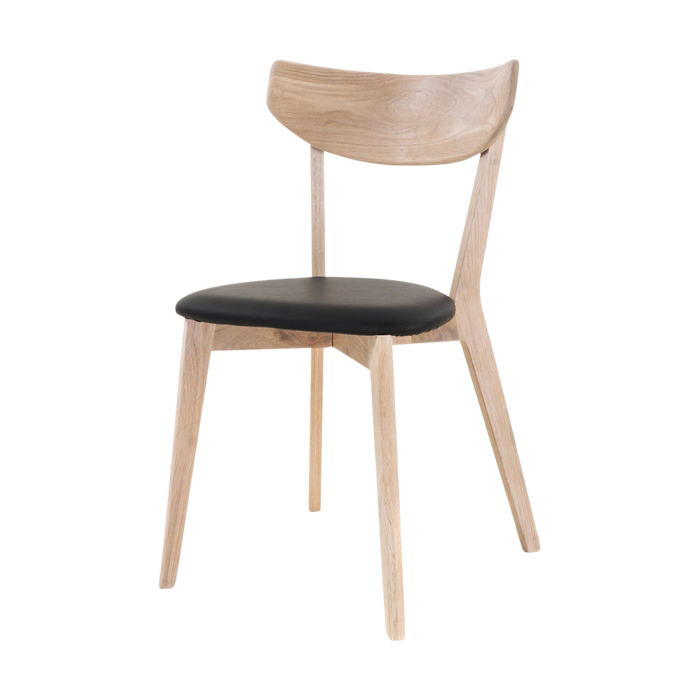 Rowico Home Ami Eikenhouten Eetkamerstoel Whitewash - Zwart Zitkussen