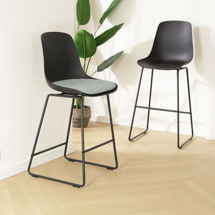 Nolon Nino-Liv Barkruk Zwart - Groen Kussen - Zwart Frame - 75 cm