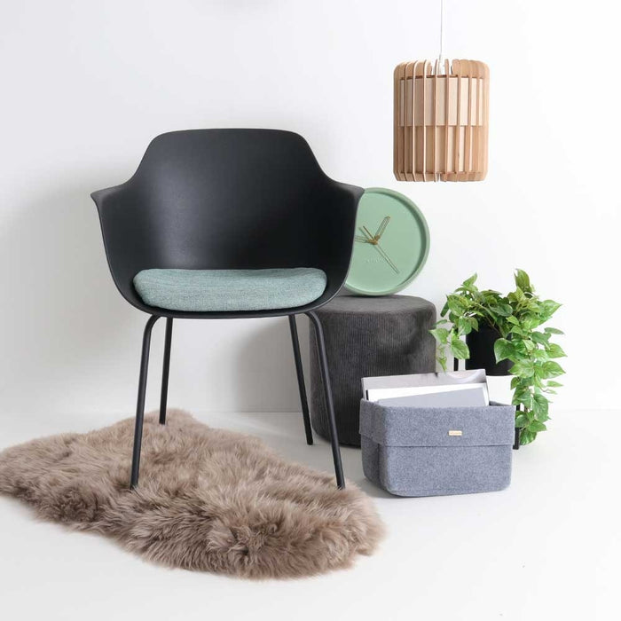 Nolon Nora-Liz Eetkamerstoel Zwart - Zacht Groen Kussen - Zwarte Poten