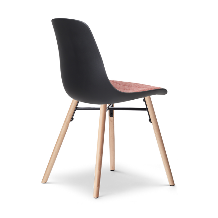 Nolon Nena-Liv Eetkamerstoel Zwart - Terracotta Kussen - Houten Poten