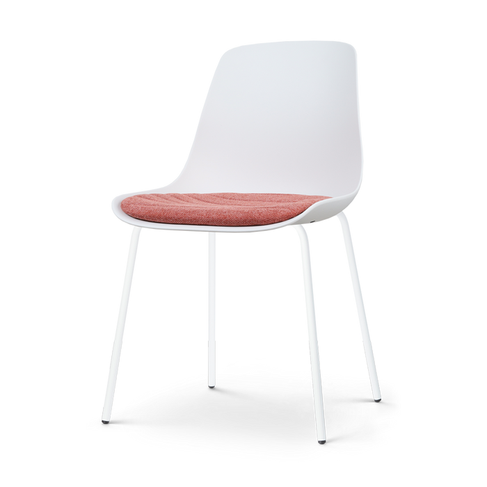 Nolon Nora-Liv Eetkamerstoel Wit - Terracotta Kussen - Witte Poten