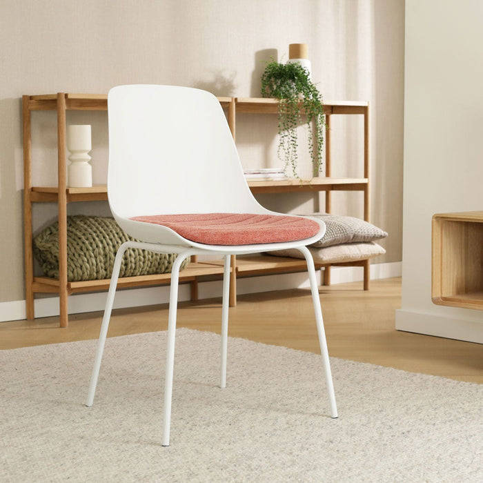 Nolon Nora-Liv Eetkamerstoel Wit - Terracotta Kussen - Witte Poten