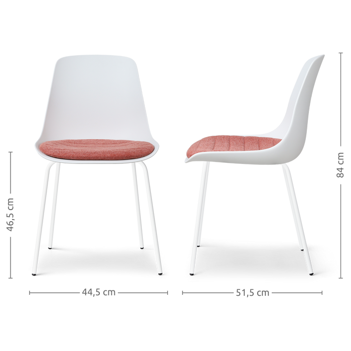 Nolon Nora-Liv Eetkamerstoel Wit - Terracotta Kussen - Witte Poten