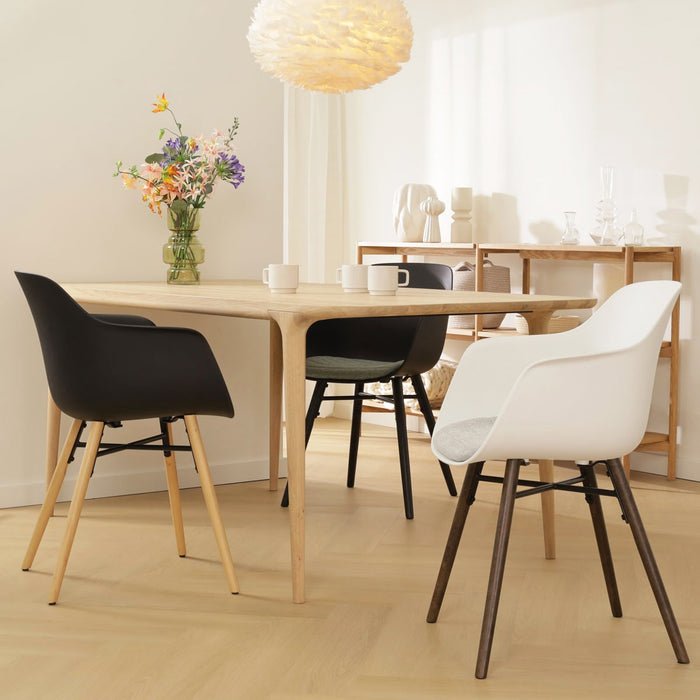 Nolon Nena-Liz Eetkamerstoel Wit - Armleuning - Beige Kussen