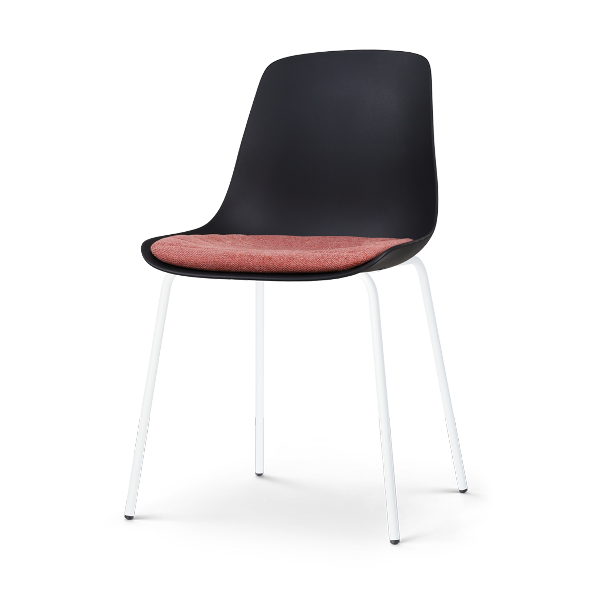 Nolon Nora-Liv Eetkamerstoel Zwart - Terracotta Kussen - Witte Poten