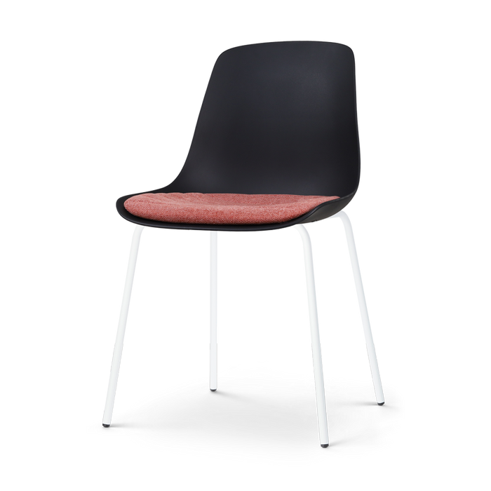 Nolon Nora-Liv Eetkamerstoel Zwart - Terracotta Kussen - Witte Poten