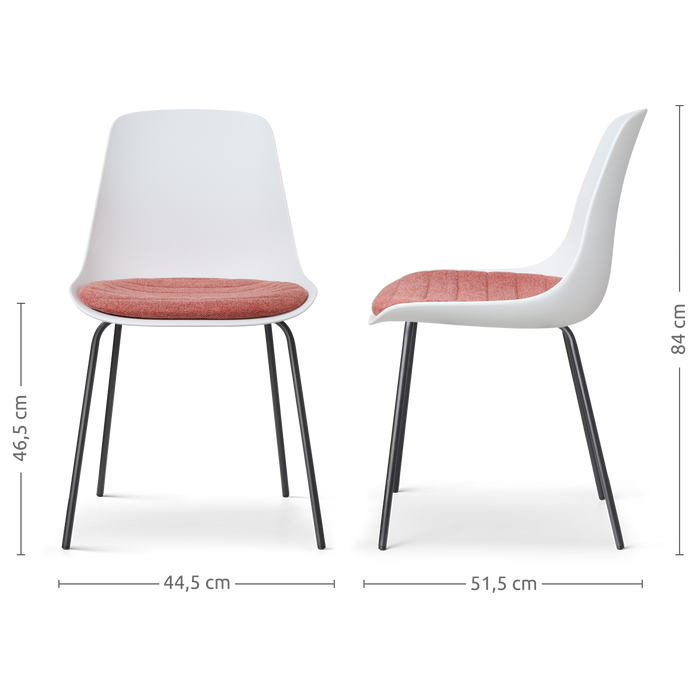 Nolon Nora-Liv Eetkamerstoel Wit - Terracotta Kussen - Zwarte Poten