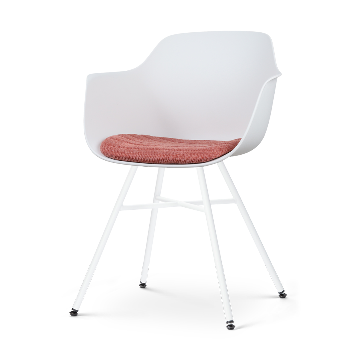 Nolon Noa-Liz Eetkamerstoel Wit - Terracotta Kussen - Witte Poten