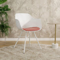 Nolon Noa-Liz Eetkamerstoel Wit - Terracotta Kussen - Witte Poten