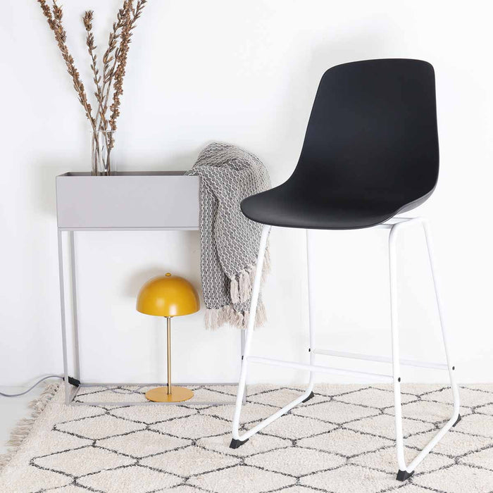 Nolon Nino-Pip Barkruk Zwart - Kunststof - Wit Onderstel - 65 cm