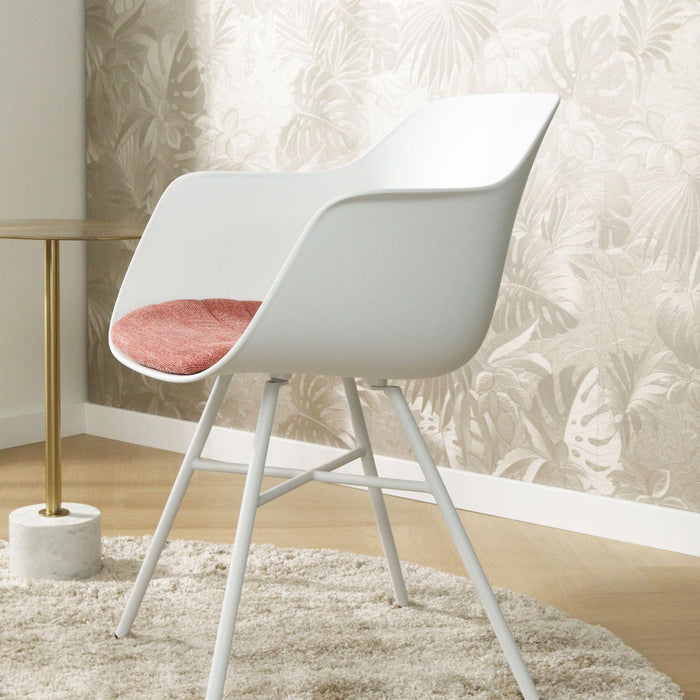 Nolon Noa-Liz Eetkamerstoel Wit - Terracotta Kussen - Witte Poten