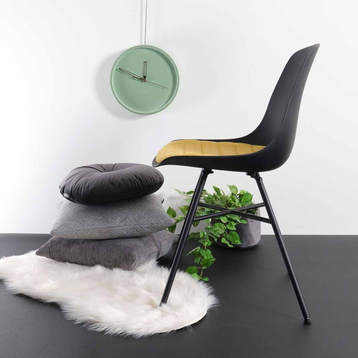 Nolon Noa-Liv Eetkamerstoel Zwart - Okergeel Kussen - Zwarte Poten