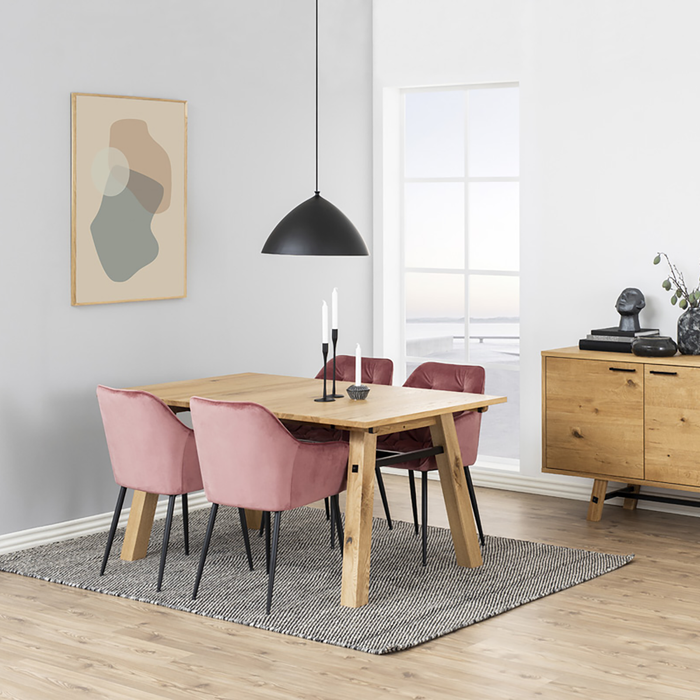 Lisomme Arian Eetkamerstoel Velvet Zachtroze - Met Armleuning