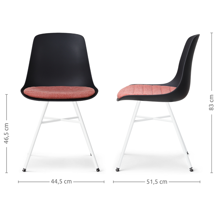 Nolon Noa-Liv Eetkamerstoel Zwart - Terracotta Kussen - Witte Poten