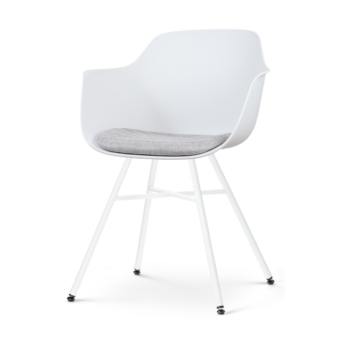 Nolon Noa-Liz Eetkamerstoel Wit - Lichtgrijs Kussen - Witte Poten