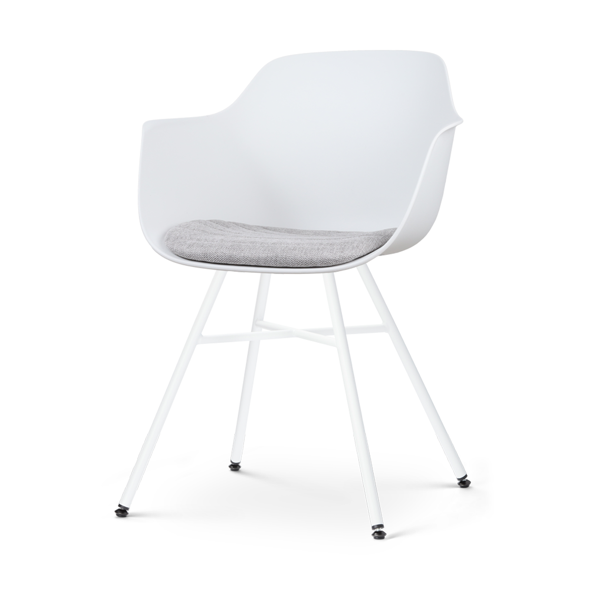 Nolon Noa-Liz Eetkamerstoel Wit - Lichtgrijs Kussen - Witte Poten