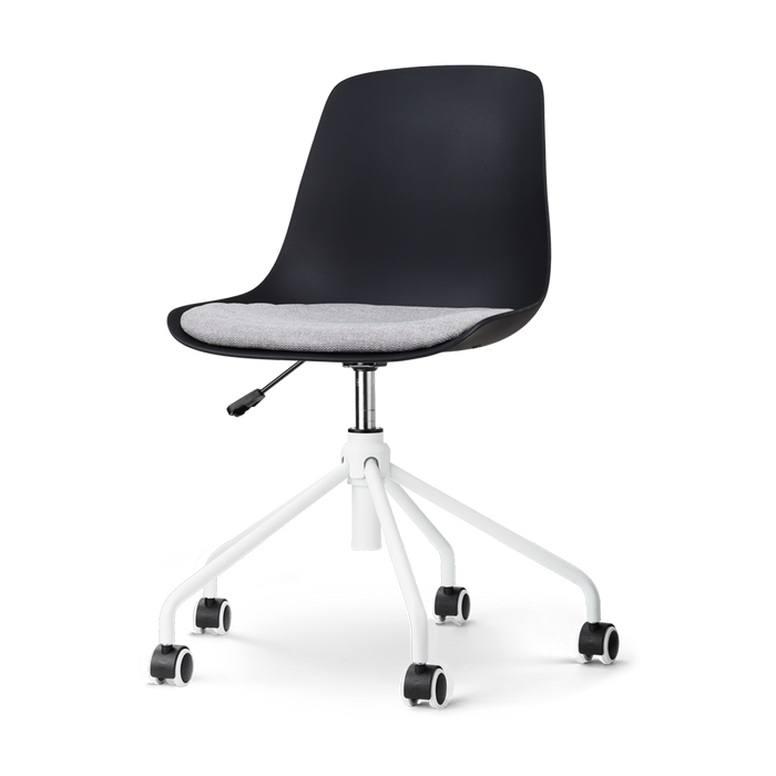 Nolon Nout-Liv Bureaustoel Zwart - Lichtgrijs Kussen - Wit Onderstel