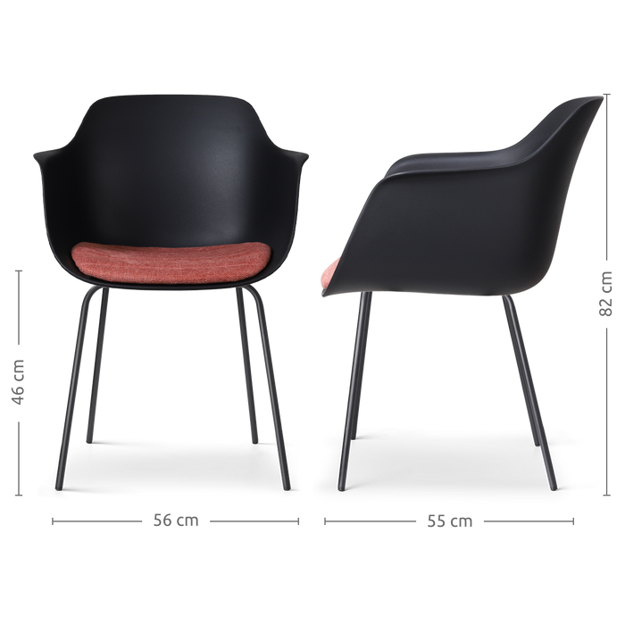 Nolon Nora-Liz Eetkamerstoel Zwart - Terracotta Kussen - Zwarte Poten