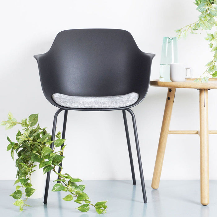 Nolon Nora-Liz Eetkamerstoel Zwart - Lichtgrijs Kussen - Zwarte Poten