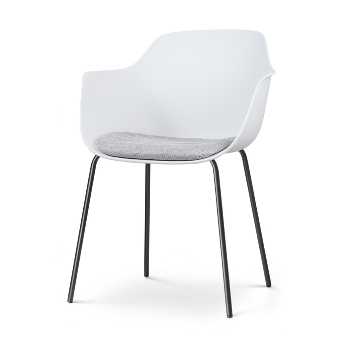 Nolon Nora-Liz Eetkamerstoel Wit - Lichtgrijs Kussen - Zwarte Poten