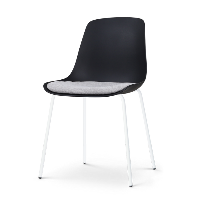 Nolon Nora-Liv Eetkamerstoel Zwart - Lichtgrijs Kussen - Witte Poten