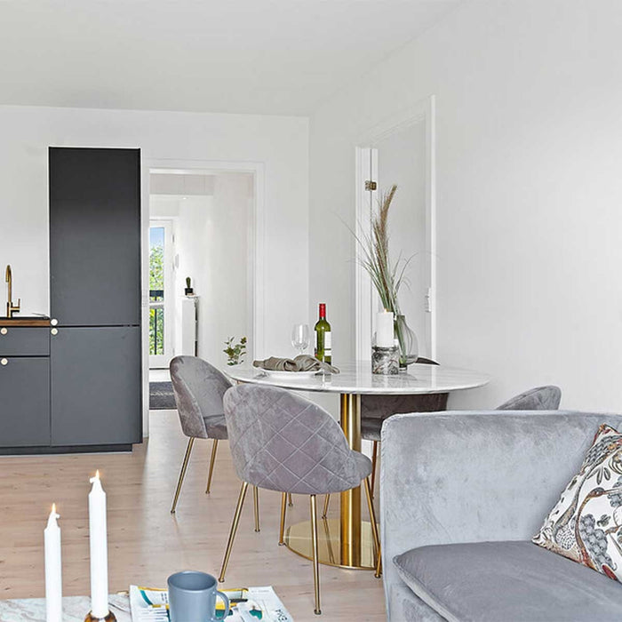 Artichok Aniek Eetkamerstoel Velvet Grijs - Gouden Poten