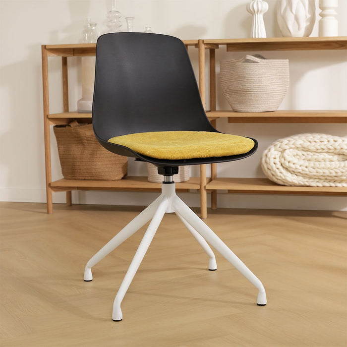 Nolon Nola-Liv Eetkamerstoel Zwart - Okergeel - Draaibaar - Wit
