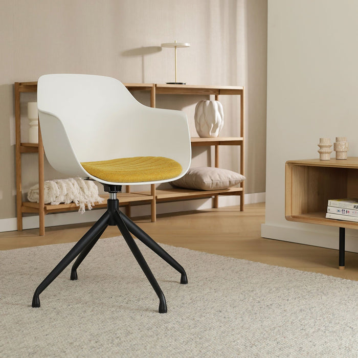 Nolon Nola-Liz Eetkamerstoel Wit - Okergeel - Draaibaar - Zwart