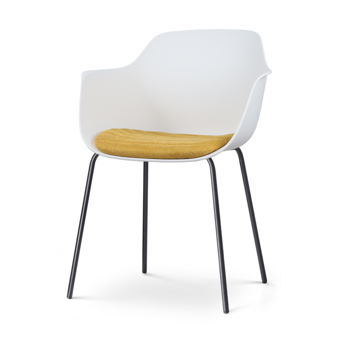 Nolon Nora-Liz Eetkamerstoel Wit - Okergeel Kussen - Zwarte Poten