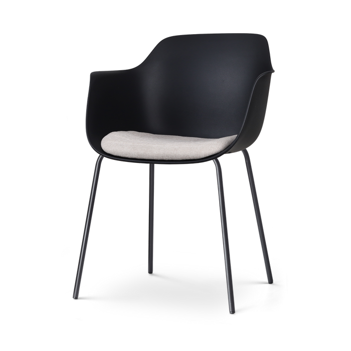 Nolon Nora-Liz Eetkamerstoel Zwart - Beige Kussen - Zwarte Poten