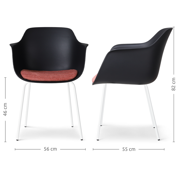 Nolon Nora-Liz Eetkamerstoel Zwart - Terracotta Kussen - Witte Poten