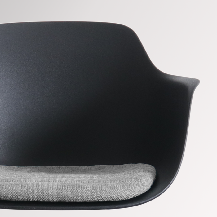 Nolon Noa-Liz Eetkamerstoel Zwart - Lichtgrijs Kussen - Witte Poten