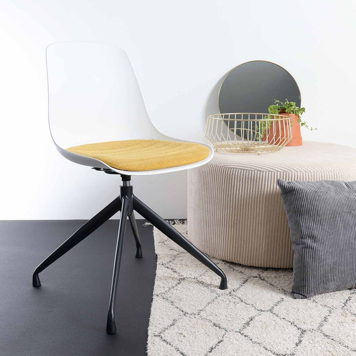 Nolon Nola-Liv Eetkamerstoel Wit - Okergeel - Draaibaar - Zwart