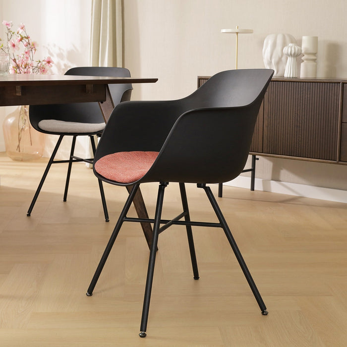 Nolon Noa-Liz Eetkamerstoel Zwart - Terracotta Kussen - Zwarte Poten