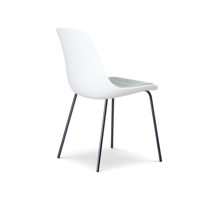 Nolon Nora-Liv Eetkamerstoel Wit - Zacht Groen Kussen - Zwarte Poten