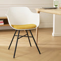 Nolon Noa-Liz Eetkamerstoel Wit - Okergeel Kussen - Zwarte Poten