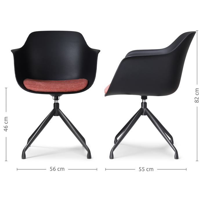 Nolon Nola-Liz Eetkamerstoel Zwart - Terracotta - Draaibaar - Zwart