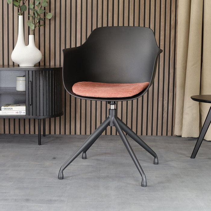 Nolon Nola-Liz Eetkamerstoel Zwart - Terracotta - Draaibaar - Zwart