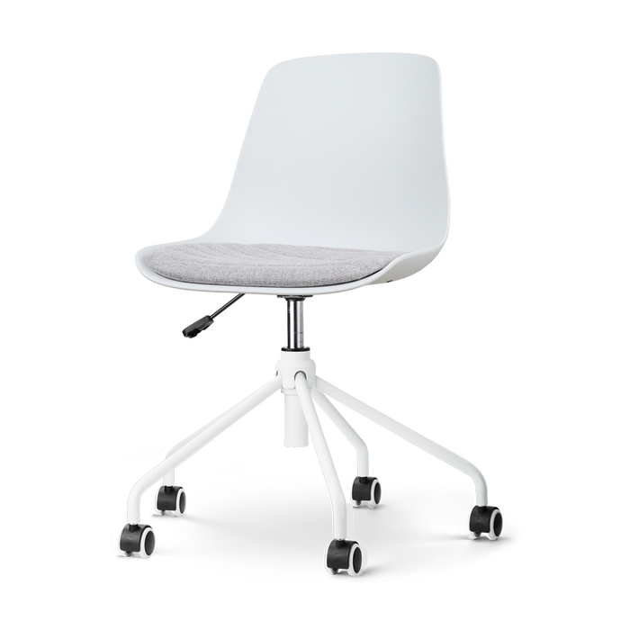 Nolon Nout-Liv Bureaustoel Wit - Lichtgrijs Kussen - Wit Onderstel