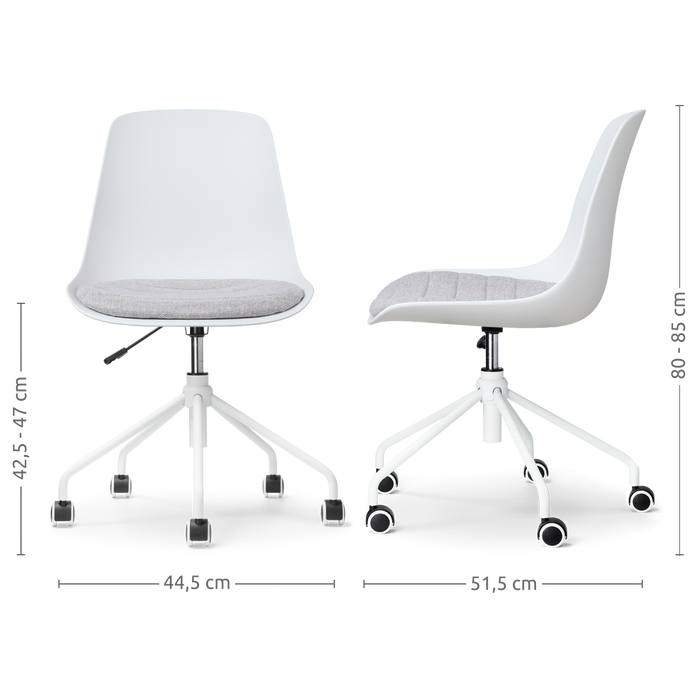 Nolon Nout-Liv Bureaustoel Wit - Lichtgrijs Kussen - Wit Onderstel